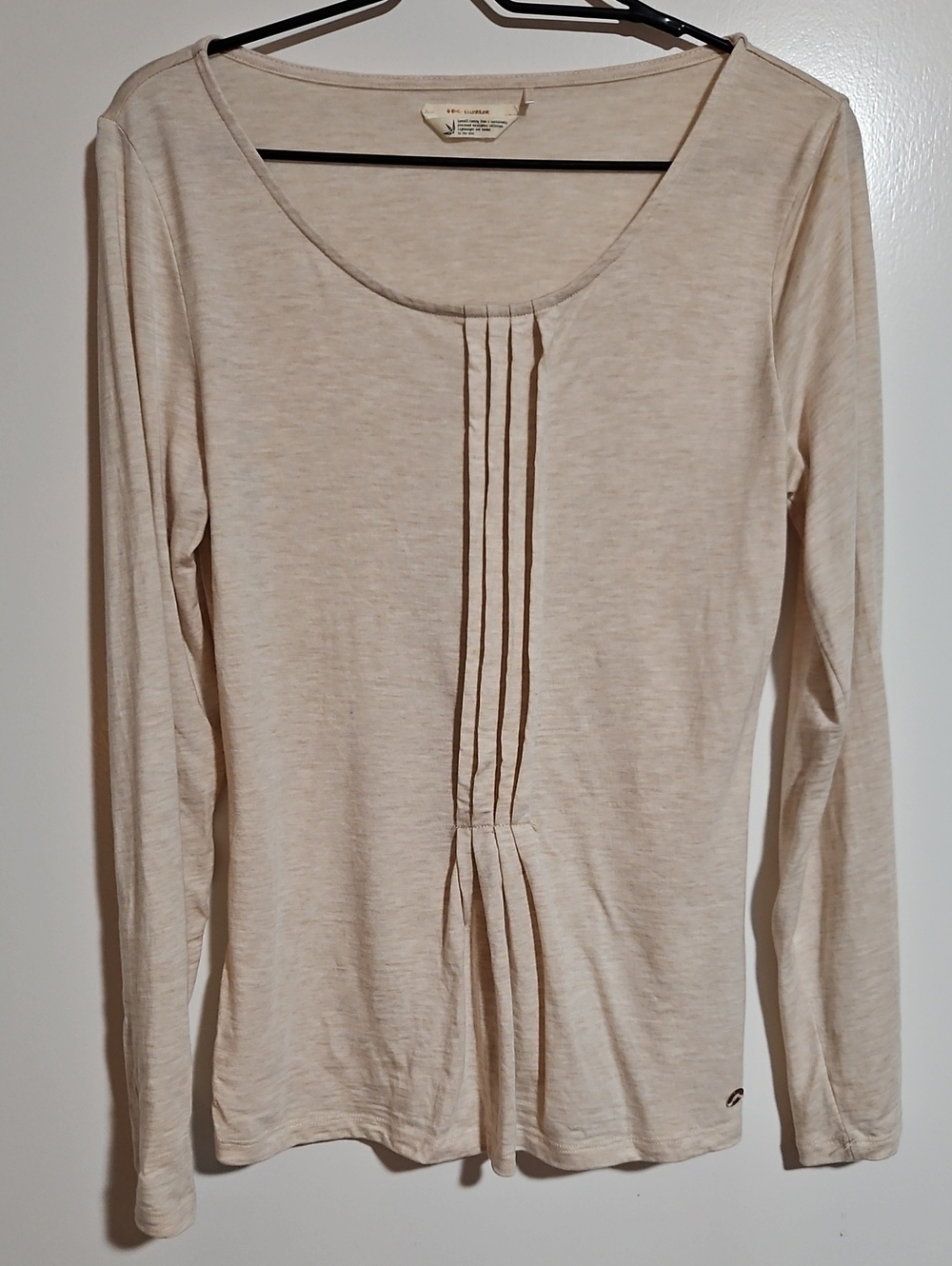 Skunkfunk Beige Long-Sleeve Pintuck Top